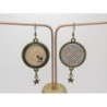 BOUCLES D'OREILLES STYLE RÉTRO ET VINTAGE CABOCHON BRONZE THÈME CHAT , IDÉE CADEAU