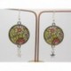 BOUCLES D'OREILLES STYLE VINTAGE AVEC CABOCHON FLEUR ET ÉTOILE OPTION CLIP OU OREILLE PERCÉE