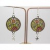 BOUCLES D'OREILLES STYLE VINTAGE AVEC CABOCHON FLEUR ET ÉTOILE OPTION CLIP OU OREILLE PERCÉE