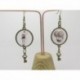 BOUCLES D'OREILLES STYLE RÉTRO ET VINTAGE AVEC CABOCHON THÈME STEAMPUNK FEMME ANCIENNE ET BALLON DIRIGEABLE