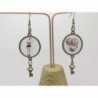 BOUCLES D'OREILLES STYLE RÉTRO ET VINTAGE AVEC CABOCHON THÈME STEAMPUNK FEMME ANCIENNE ET BALLON DIRIGEABLE