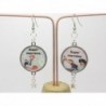 BOUCLES D'OREILLES STYLE RÉTRO ET VINTAGE  CADEAU POUR UNE MARRAINE AVEC CABOCHON THÈME PIN UP OPTION CLIP