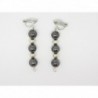 PAIRE DE BOUCLE D'OREILLE EN HEMATITE ET METAL ARGENTE CLIP OU OREILLE PERCEE
