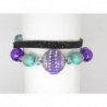 BRACELET DOUBLE LIEN NOIR ET PERLE TON DE VIOLET, BLEU
