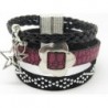 BRACELET MANCHETTE CUIR ROUGE, NOIR, SUEDINE CLOUTEE