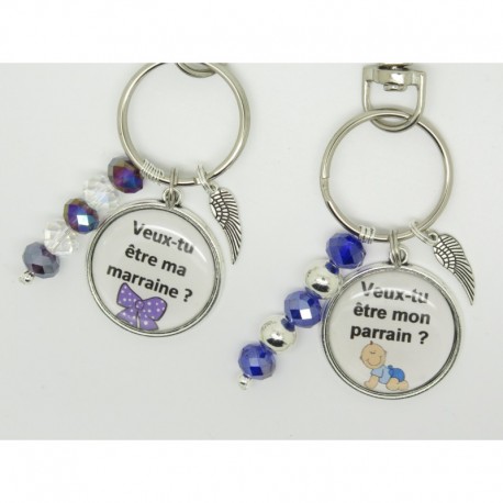Porte clés personnalisable F de Bm créations parrain marraine