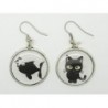 BOUCLES D'OREILLES CABOCHON POISSON ET CHAT