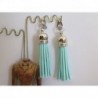 BOUCLES D'OREILLES A CLIP POMPON SUÉDINE BLEU PALE