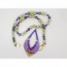 COLLIER EN PERLE DE VERRE ET PENDENTIF DE COULEUR MAUVE VIOLET DORE ET TRANSPARENT