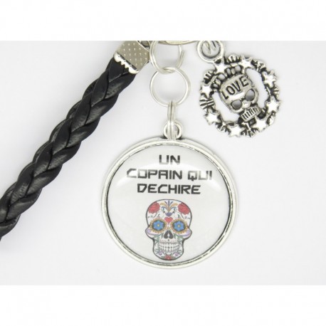 Porte clés personnalisable F de Bm créations cadeau pour un ami sytle skull