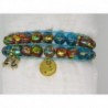 BRACELET WRAP DEUX TOURS PERLE DE VERRE FILEE TURQUOISE ET MORDORE SEQUIN COULEUR OR