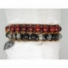 BRACELET WRAP DEUX TOURS PERLE DE VERRE CRAQUELE MARRON ET BICOLORE NOIR ET TRANSPARENT