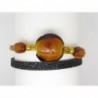 BRACELET FEMME DOUBLE PERLE DE VERRE ET LIEN NOIR MARRON DORE CADEAU POUR UNE MAMAN, UNE MARRAINE,