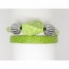 BRACELET DOUBLE EN CUIR ET PERLE DE COULEUR VERTE ET METAL