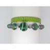 BRACELET CUIR VERT ET PERLE VERTE ET METAL