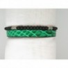 BRACELET HOMME EN CUIR VERT EFFET REPTILE AVEC PERLES NOIRES