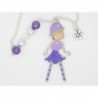 COLLIER PENDENTIF PERSONNAGE EN MÉTAL ÉMAILLÉ DESCENTE DE PERLES, COEUR IDÉE CADEAU FILLE, COPINE, AMIE OU POUR SOI