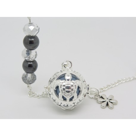 BOLA DE GROSSESSE EN ARGENT PLAQUE TORTUE  BOULE MUSICALE F DE BM  CREATIONS