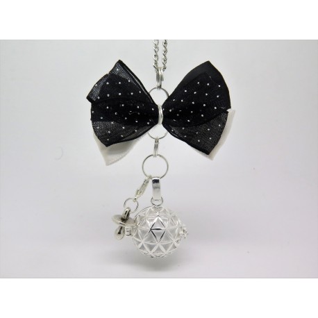 BOLA ARGENT PLAQUE BOLA DE GROSSESSE PERSONNALISABLE, NOEUD ET BRELOQUE TETINE AMOVIBLE CADEAU FUTURE MAMAN