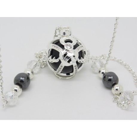 BOLA ARGENT PLAQUÉ ET STRASS EN CRISTAL  PERSONNALISABLE DESCENTE DE PERLES IDÉE DE CADEAU FUTURE MAMAN, DE GROSSESSE