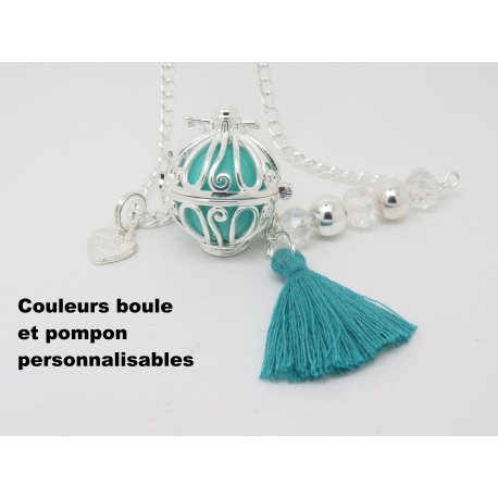 BOLA DE GROSSESSE PERSONNALISABLE EN ARGENT PLAQUE  F de Bm creations