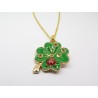COLLIER PENDENTIF COCCINELLE et TRÈFLE  PORTE BONHEUR créateur F de Bm créations