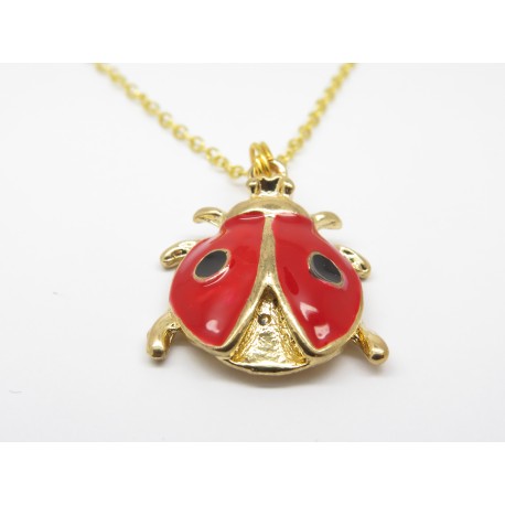COLLIER PENDENTIF COCCINELLE PORTE BONHEUR créateur F de Bm créations