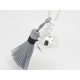 BOLA DE GROSSESSE LISSE  COULEUR ARGENT AVEC POMPON ET PLUME CADEAU FUTURE MAMAN, CADEAU DE GROSSESSE F de Bm creations