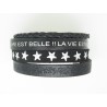 BRACELET MANCHETTE CUIR LA VIE EST BELLE  cadeau unisexe F de Bm créations
