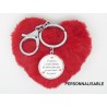 PORTE CLÉS PERSONNALISABLE CŒUR POMPON ROUGE IDÉE CADEAU SAINT VALENTIN THÈME LES AMOUREUX