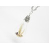 COLLIER PENDENTIF NATURE, VÉGÉTAL, FLORAL VÉRITABLES PLANTES DE PROVENCE, DE LA GUARRIGUE DANS UNE BOULE DE VERRE SOUFFLÉE