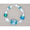 BRACELET PIECE UNIQUE de créatrice  PERLES DE VERRE TURQUOISE  idée cadeau   F de Bm créations