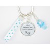 porte clé ou bijou de sac PERSONNALISABLE ton bleu cadeau pour une nounou, une maman, une maîtresse cadeau crèche