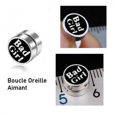 BOUCLE D'OREILLE AIMANT TITANE FEMME BAD GIRL F de Bm créations