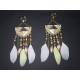 PAIRE DE BOUCLES D'OREILLE PERSONNALISABLE CLIP OU OREILLE PERCÉE PLUME JAUNE ET BLANCHE COULEUR OR STYLE BOHO F de Bm créations