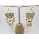PAIRE DE BOUCLES D'OREILLE PERSONNALISABLE CLIP OU OREILLE PERCÉE PLUME JAUNE ET BLANCHE COULEUR OR STYLE BOHO F de Bm créations
