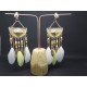 PAIRE DE BOUCLES D'OREILLE PERSONNALISABLE CLIP OU OREILLE PERCÉE PLUME JAUNE ET BLANCHE COULEUR OR STYLE BOHO F de Bm créations
