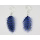 BOUCLES D'OREILLES  CLIP  OU OREILLES PERCÉES PLUME BLEU IDÉE CADEAU STYLE BOHO