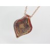 COLLIER SAUTOIR EN VERRE EN FORME DE FEUILLE COULEUR OR ROSE F de Bm créations
