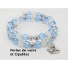 BRACELET D'ALLAITEMENT EN PERLE DE VERRE BLEU ET OPALITE  ET PERSONNALISABLE IDÉE CADEAU NAISSANCE MAMAN F de Bm créations