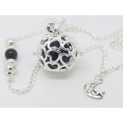 BOLA DE GROSSESSE ARGENT PLAQUE POMME D'AMOUR LUNE ET ETOILES F de Bm créationsCADEAU DE GROSSESSE F de Bm creations