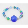 BRACELET EN  PERLE DE VERRE BLEU ET PERLES EN LAITON F de Bm créations