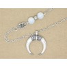 COLLIER SAUTOIR CORNE FLEUR ET PERLES  F de Bm créations