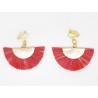 PAIRE DE BOUCLES D'OREILLE PERSONNALISABLE CLIP OU OREILLE PERCÉE PERLES DEMI LUNE ET FRANGE ROUGE F de Bm créations