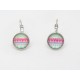 BOUCLES D'OREILLES DORMEUSE AVEC CABOCHON GRAPHISME VAGUE MULTICOLORE