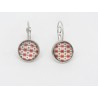 BOUCLES D'OREILLES DORMEUSE AVEC CABOCHON GRAPHISME FLEUR ROUGE