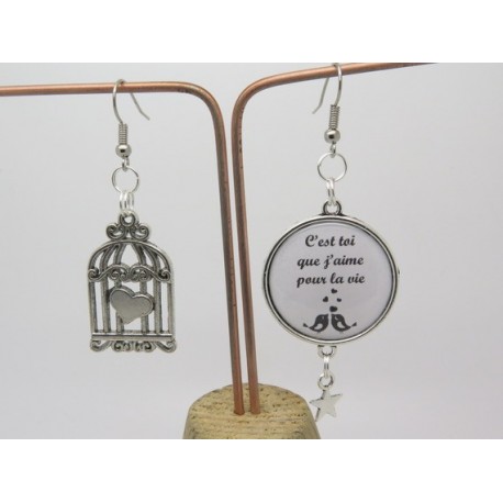 Boucles d’oreilles clip ou percée personnalisables F de Bm créations