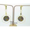 Paire de boucles d'oreille personnalisable clip ou oreille percée sequin dessin fleur stellaire et pentagone