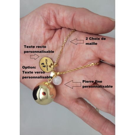 Bola de grossesse personnalisable ton argent médaille gravée mini nous chaîne satellite pierre fine cadeau future maman