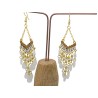Paire de boucles d'oreilles  style boho  feuilles et pompons